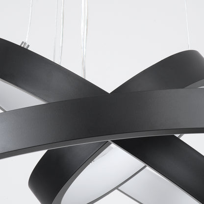 NEMESIS TRIO 61167-DECO Μοντέρνο Κρεμαστό Φωτιστικό Οροφής LED 100W 12123lm 360° AC 220-240V IP20 Ρυθμιζόμενο Λευκό CCT με Χειριστήριο από 2700K έως 6000K Dimmable - Lumileds SMD Chip - Μαύρο Ματ - Μ60 x Π60 x Υ60