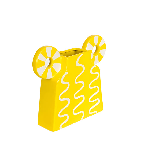 ΒΑΖΟ ΚΕΡΑΜΙΚΟ ΚΙΤΡΙΝΟ-ΛΕΥΚΟ ΜΕ ΧΕΡΟΥΛΙΑ 31x8x23