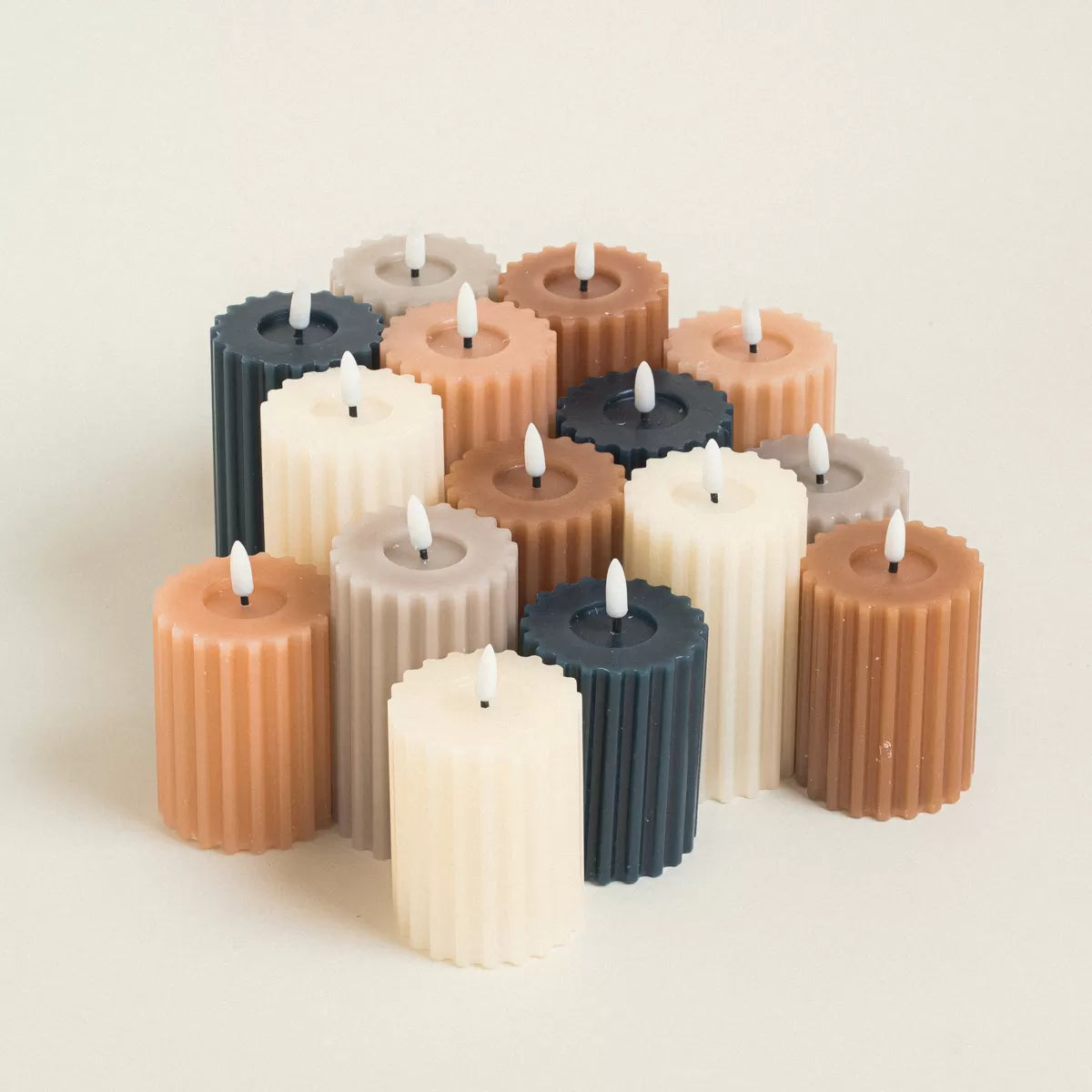 LED Κερί Εκρού 8x8x17