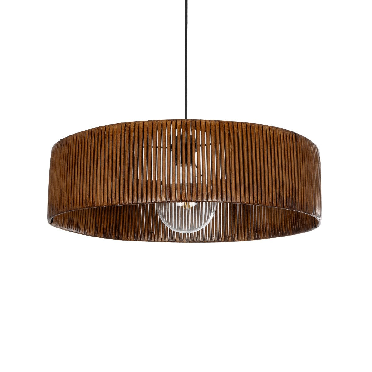 KYCLOS 203-0045 Boho Κρεμαστό Φωτιστικό Καπέλο Μονόφωτο 1 x E27 IP20 Καφέ Rattan - M55 x Π55 x Υ20cm