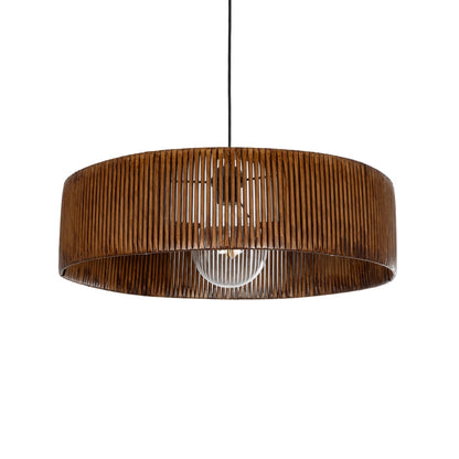 KYCLOS 203-0045 Boho Κρεμαστό Φωτιστικό Καπέλο Μονόφωτο 1 x E27 IP20 Καφέ Rattan - M55 x Π55 x Υ20cm