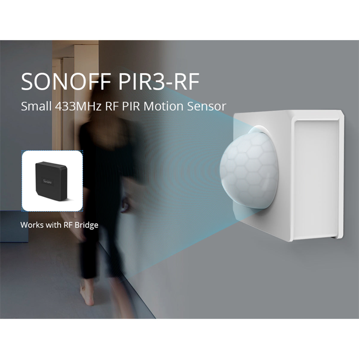 80064 SONOFF PIR3-RF – Smart 433MHZ RF PIR Motion Sensor 6m/110° Detection
