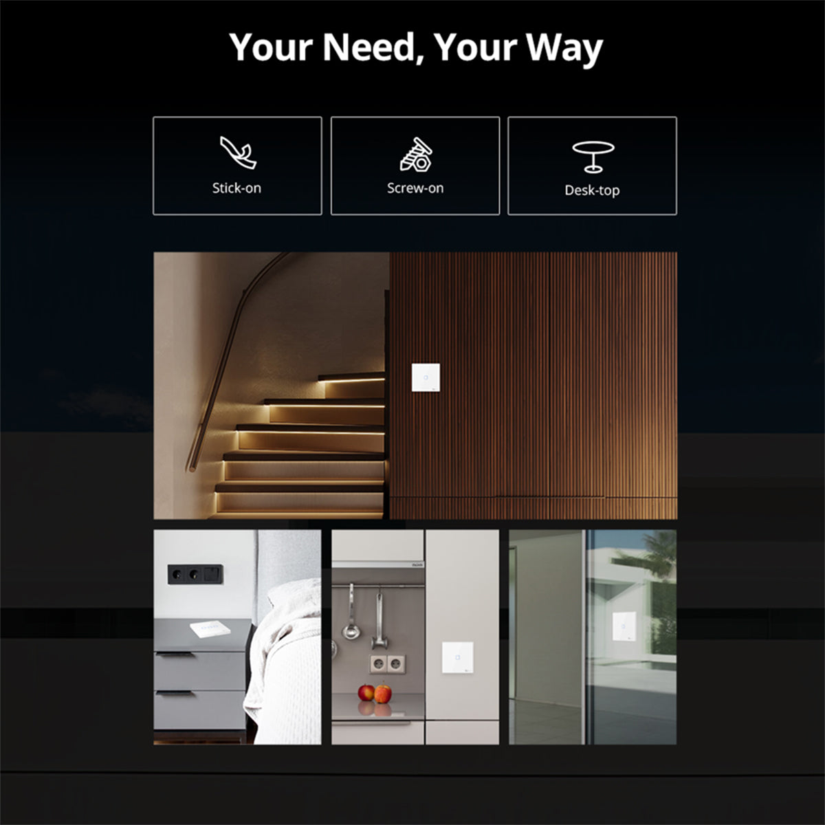 80067 SONOFF T2EU3C-RF - 433MHz Wireless Smart Wall Touch Button Switch 3 Way - RF Series