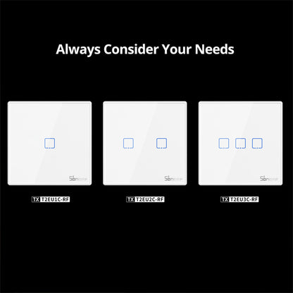 80067 SONOFF T2EU3C-RF - 433MHz Wireless Smart Wall Touch Button Switch 3 Way - RF Series