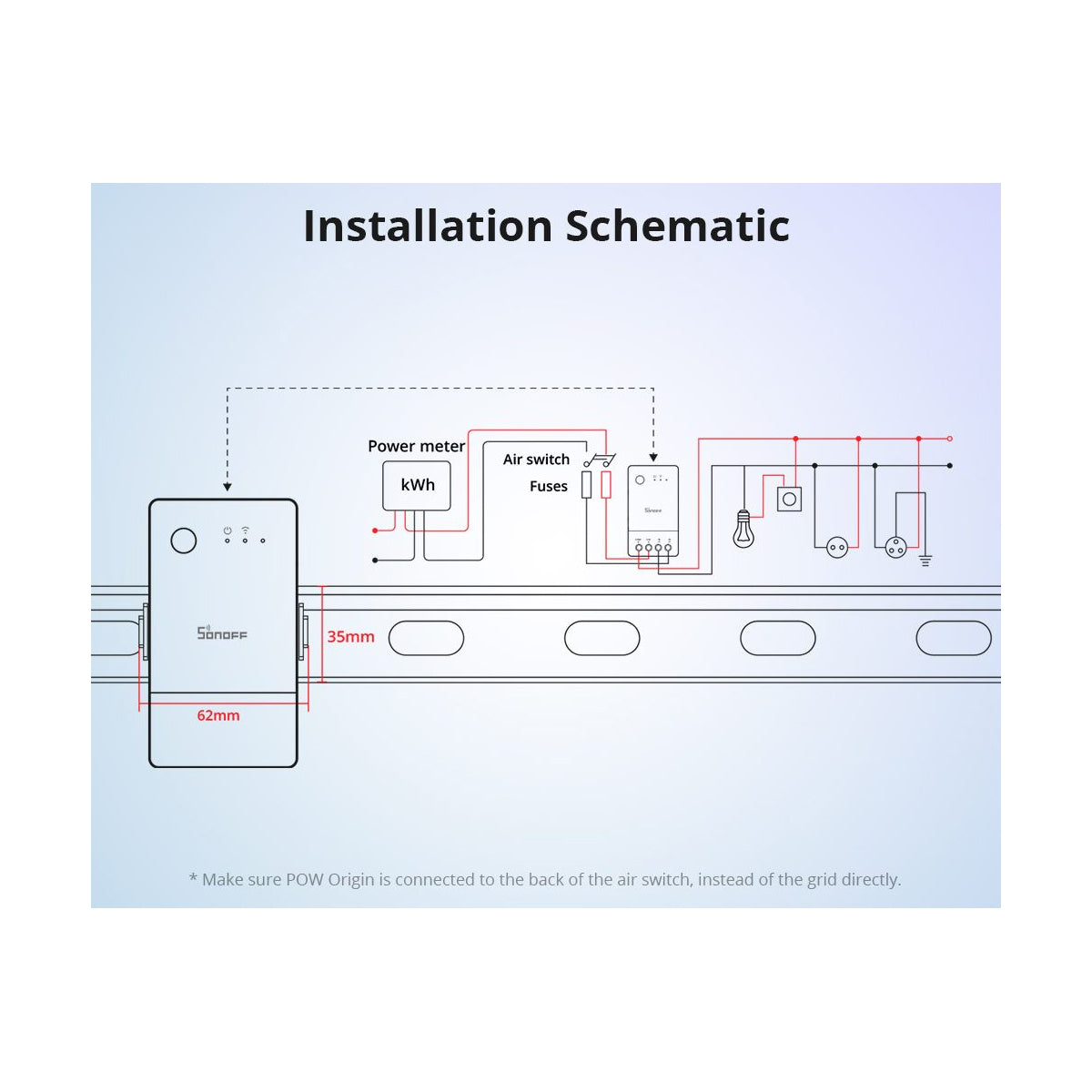 80083 SONOFF POWR316 POW ORIGIN Smart LAN & WiFi 2.4GHz Power Meter Switch AC 100-240V Max 16A