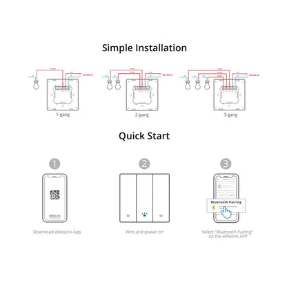80089 SONOFF M5-3C-80 SwitchMan Mechanical Smart Switch WiFi & Bluetooth AC 100-240V Max 6A 1320W (2A/Way) 3 Way