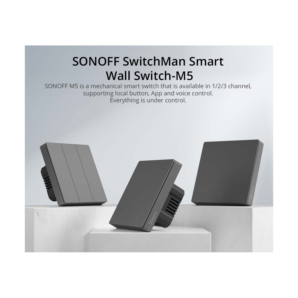 80089 SONOFF M5-3C-80 SwitchMan Mechanical Smart Switch WiFi & Bluetooth AC 100-240V Max 6A 1320W (2A/Way) 3 Way