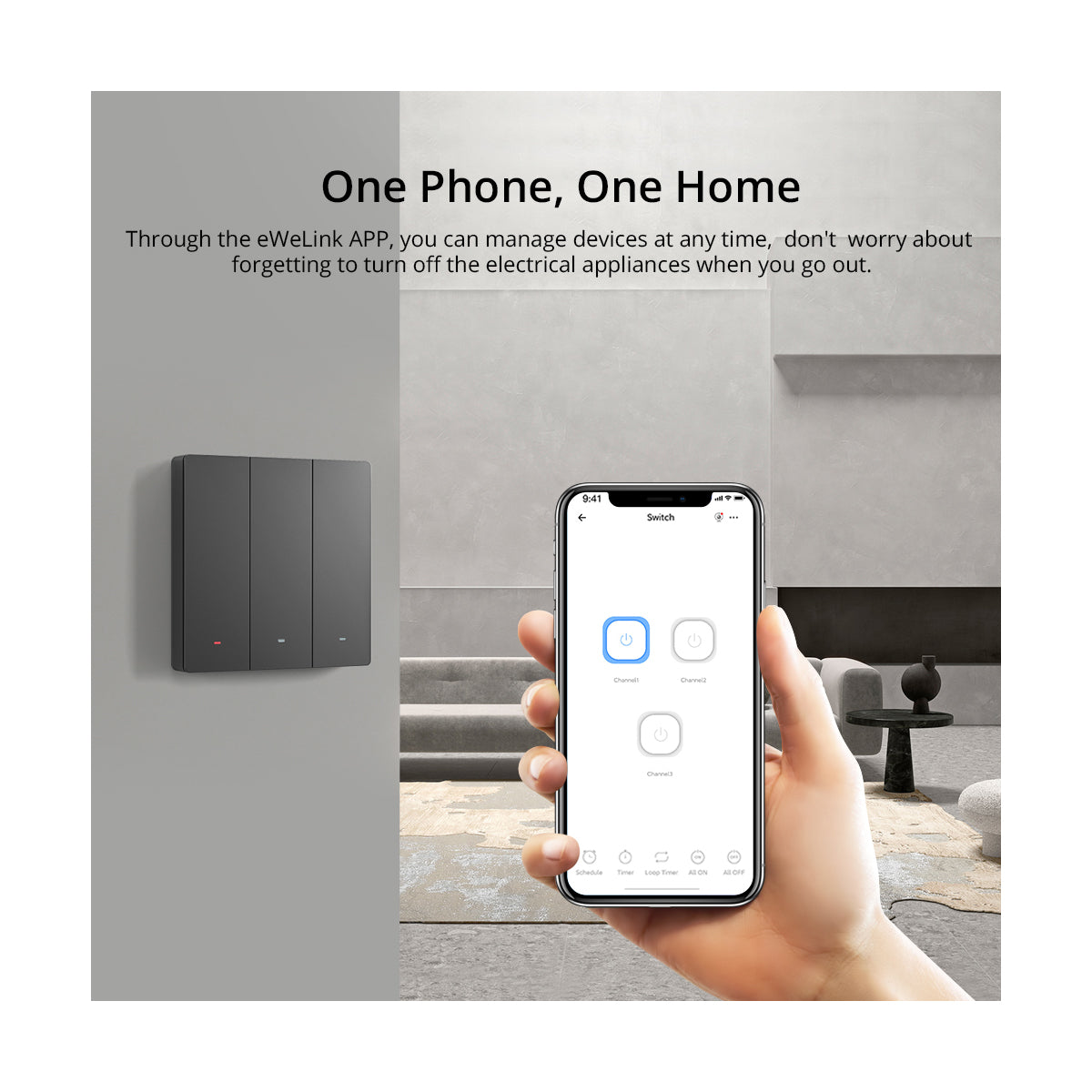 80089 SONOFF M5-3C-80 SwitchMan Mechanical Smart Switch WiFi & Bluetooth AC 100-240V Max 6A 1320W (2A/Way) 3 Way