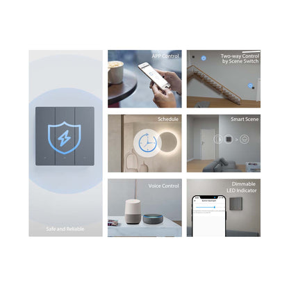 80089 SONOFF M5-3C-80 SwitchMan Mechanical Smart Switch WiFi & Bluetooth AC 100-240V Max 6A 1320W (2A/Way) 3 Way