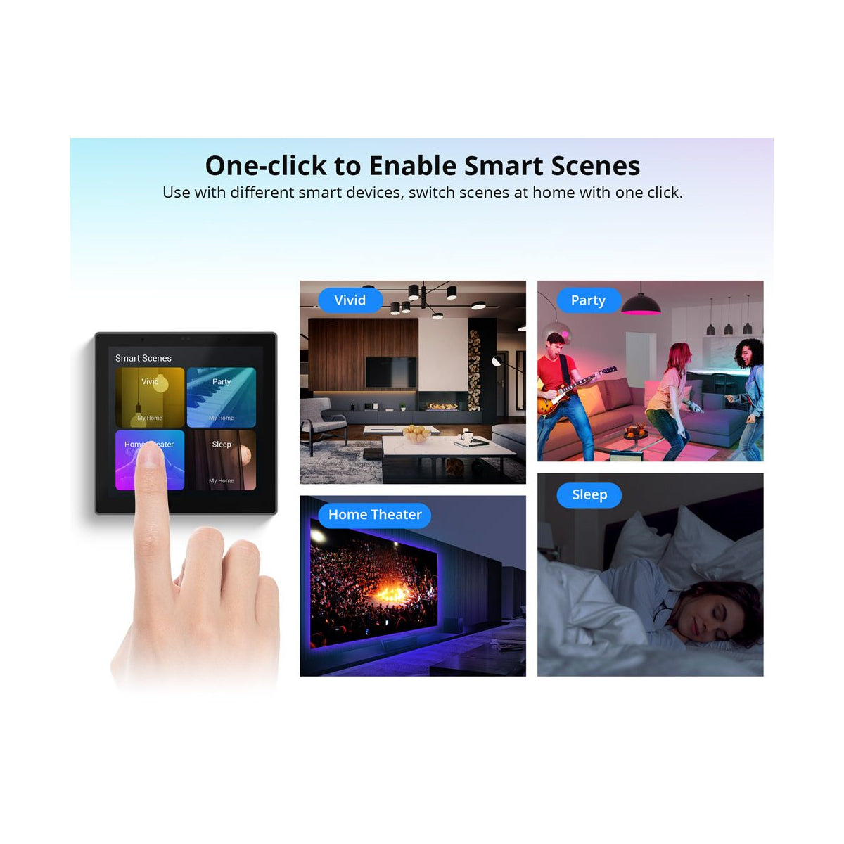 80095 SONOFF NSPanel86PW Wi-Fi & Zigbee 3.0 Smart Scene Wall Switch (86/EU Type) - AC 100-240V - Integrated HMI Touch Panel - Smart Controller & Gateway for All Smart Devises