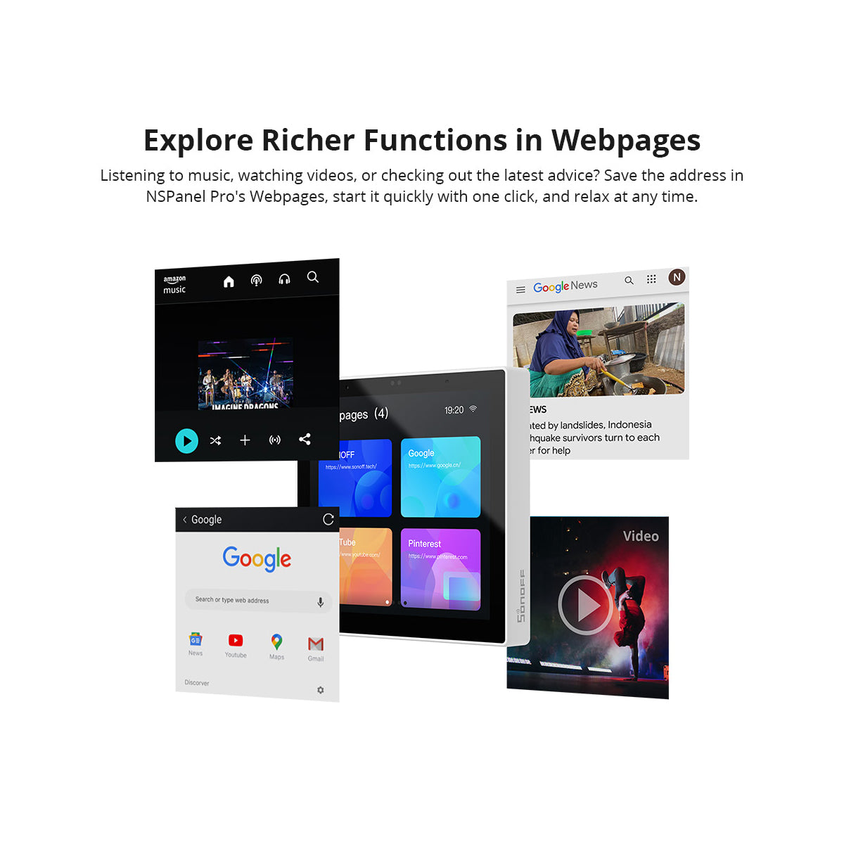 80095 SONOFF NSPanel86PW Wi-Fi & Zigbee 3.0 Smart Scene Wall Switch (86/EU Type) - AC 100-240V - Integrated HMI Touch Panel - Smart Controller & Gateway for All Smart Devises