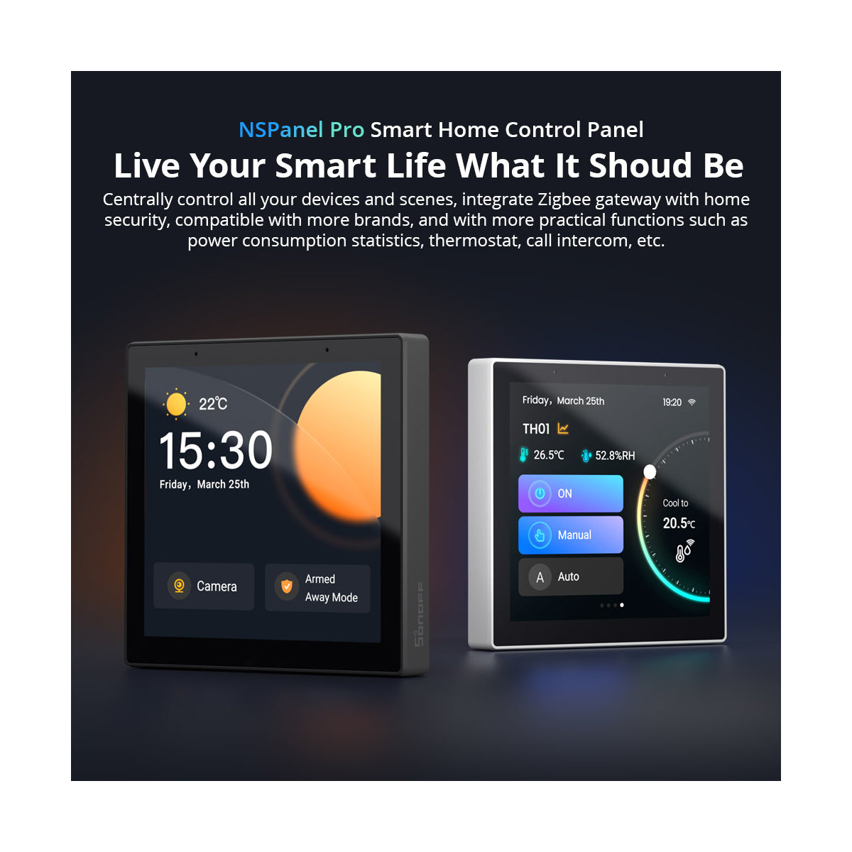 80095 SONOFF NSPanel86PW Wi-Fi & Zigbee 3.0 Smart Scene Wall Switch (86/EU Type) - AC 100-240V - Integrated HMI Touch Panel - Smart Controller & Gateway for All Smart Devises