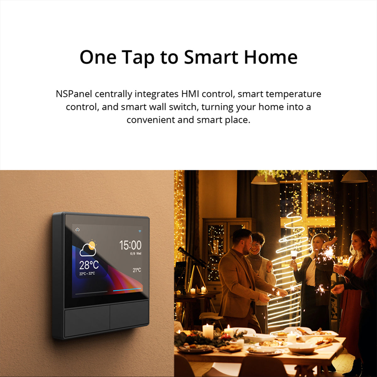 80096 SONOFF NSPanel-EUW - Wi-Fi Smart Scene Wall Switch (86/EU Type) - Integrated HMI Touch Panel - Smart Controller & Gateway for All Smart Devises