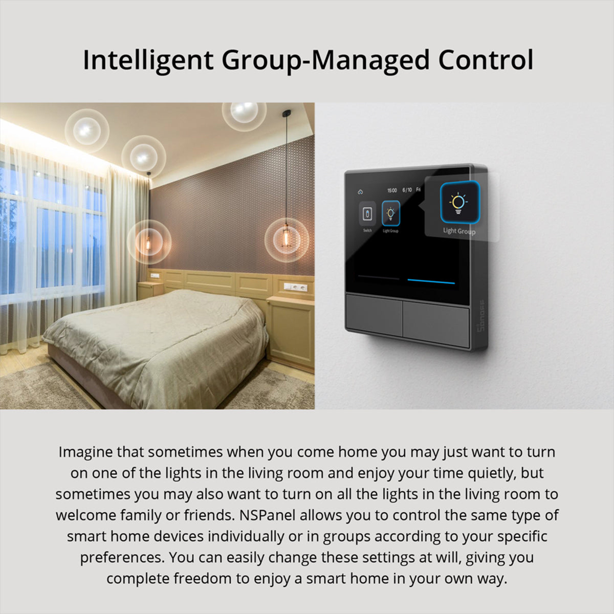 80096 SONOFF NSPanel-EUW - Wi-Fi Smart Scene Wall Switch (86/EU Type) - Integrated HMI Touch Panel - Smart Controller & Gateway for All Smart Devises