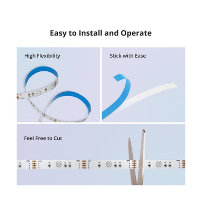80098 SONOFF L3-5M RGB Smart LED Strip Light WiFi 2.4GHz 90 SMD/5M 5050 5m Roll & Power Adapter DC 5V Max 10W