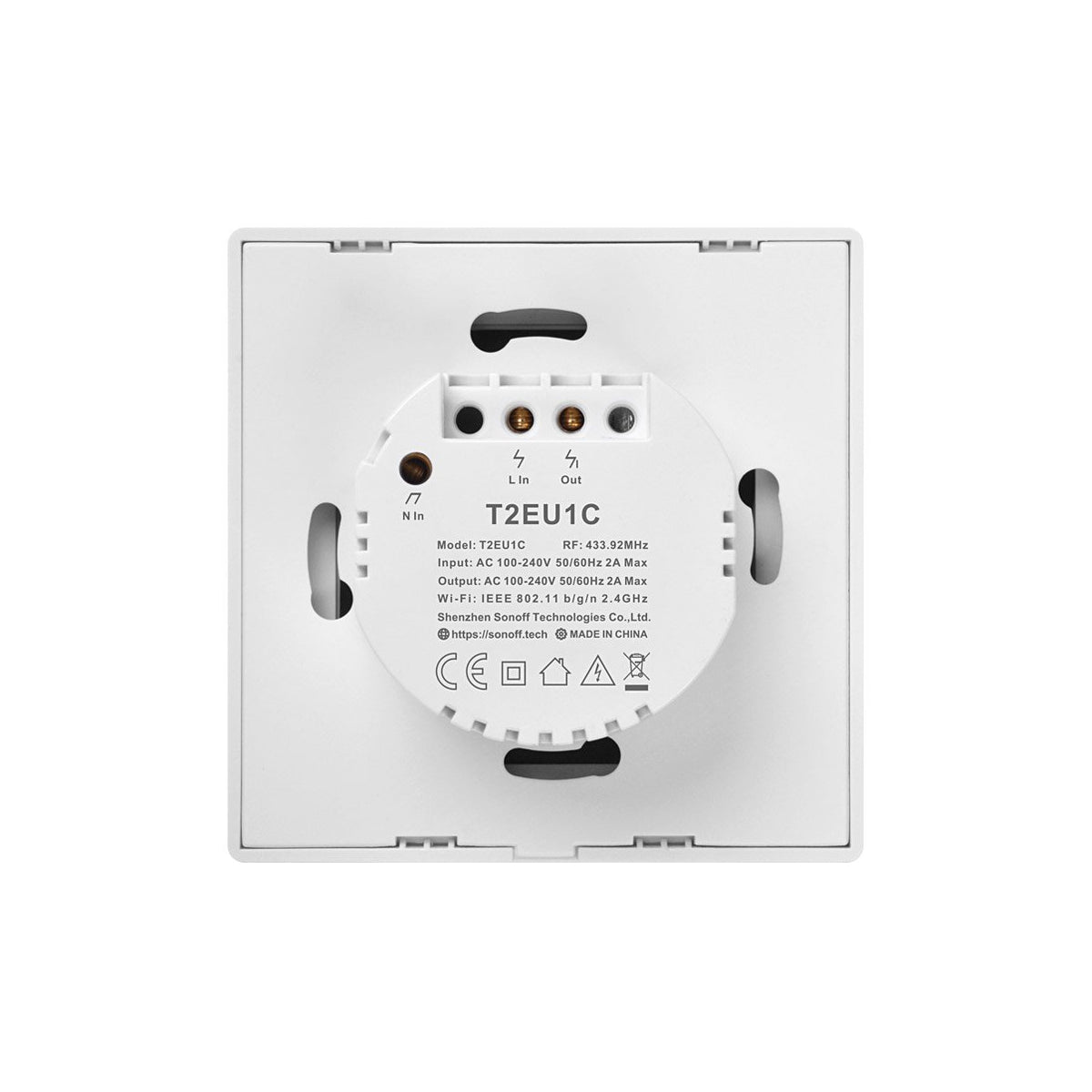 80130 SONOFF T2EU1C-RF - 433MHz Wireless Smart Wall Touch Button Switch AC 100-240V Max 2A (2A/Way) 1 Way - RF Series