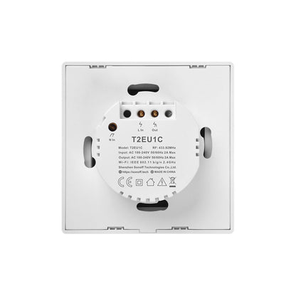 80130 SONOFF T2EU1C-RF - 433MHz Wireless Smart Wall Touch Button Switch AC 100-240V Max 2A (2A/Way) 1 Way - RF Series