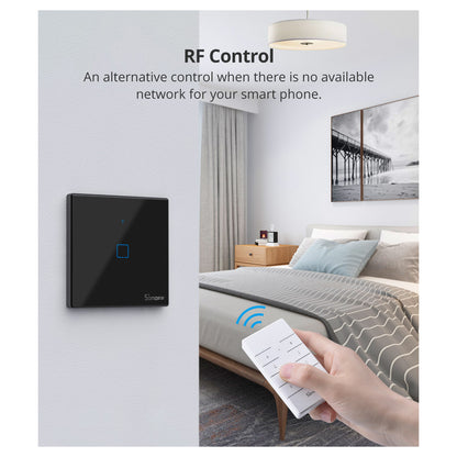 80130 SONOFF T2EU1C-RF - 433MHz Wireless Smart Wall Touch Button Switch AC 100-240V Max 2A (2A/Way) 1 Way - RF Series