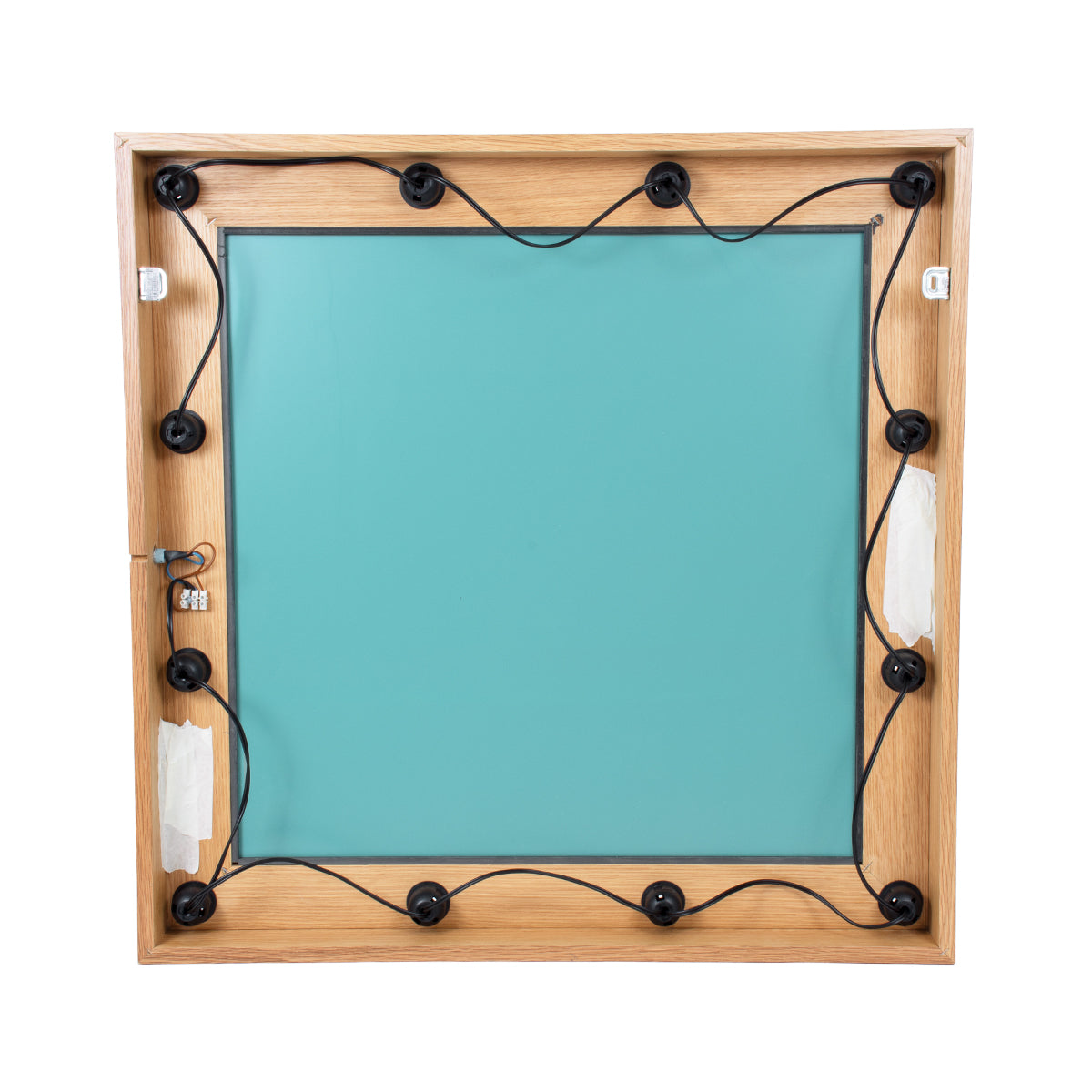 MAKEUP MIRROR-80x80-1 Μοντέρνος Καθρέπτης Μακιγιάζ με Πλαίσιο Φυσικού Ξύλου με Διακόπτη On/Off 12 x E27 AC220-240V - Μ80 x Π7 x Υ80cm - Μπεζ Δρυς