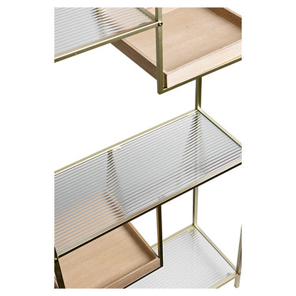 ΡΑΦΙΕΡΑ ΜΕΤΑΛΛΙΚΗ ΧΡΥΣΟ-ΦΥΣΙΚΟ-ΓΥΑΛΙ 6 ΡΑΦΙΑ 69x30.5x175.5