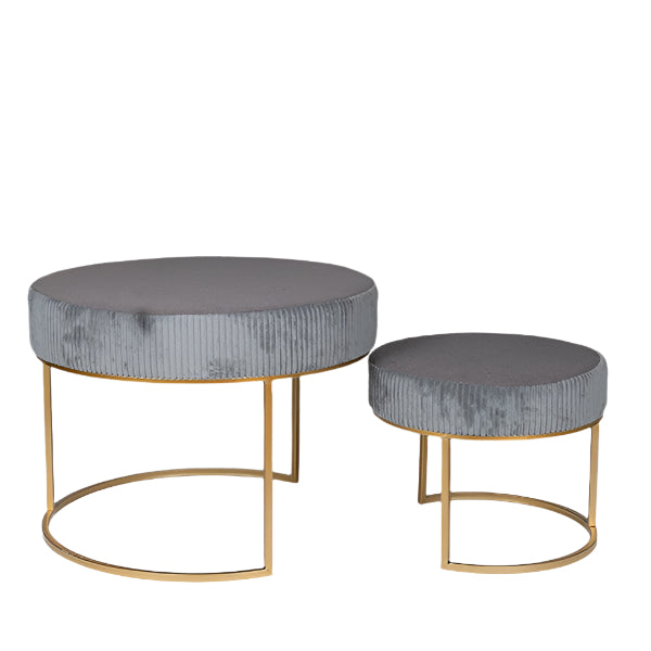 S/2 ΣΚΑΜΠΟ ΒΕΛΟΥΔΟ ΓΚΡΙ ΜΕΤΑΛΛΙΚΑ ΠΟΔΙΑ ΧΡΥΣΑ 60x60x44 40x40x33