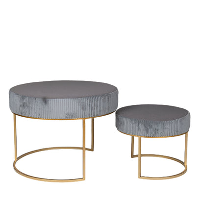 S/2 ΣΚΑΜΠΟ ΒΕΛΟΥΔΟ ΓΚΡΙ ΜΕΤΑΛΛΙΚΑ ΠΟΔΙΑ ΧΡΥΣΑ 60x60x44 40x40x33