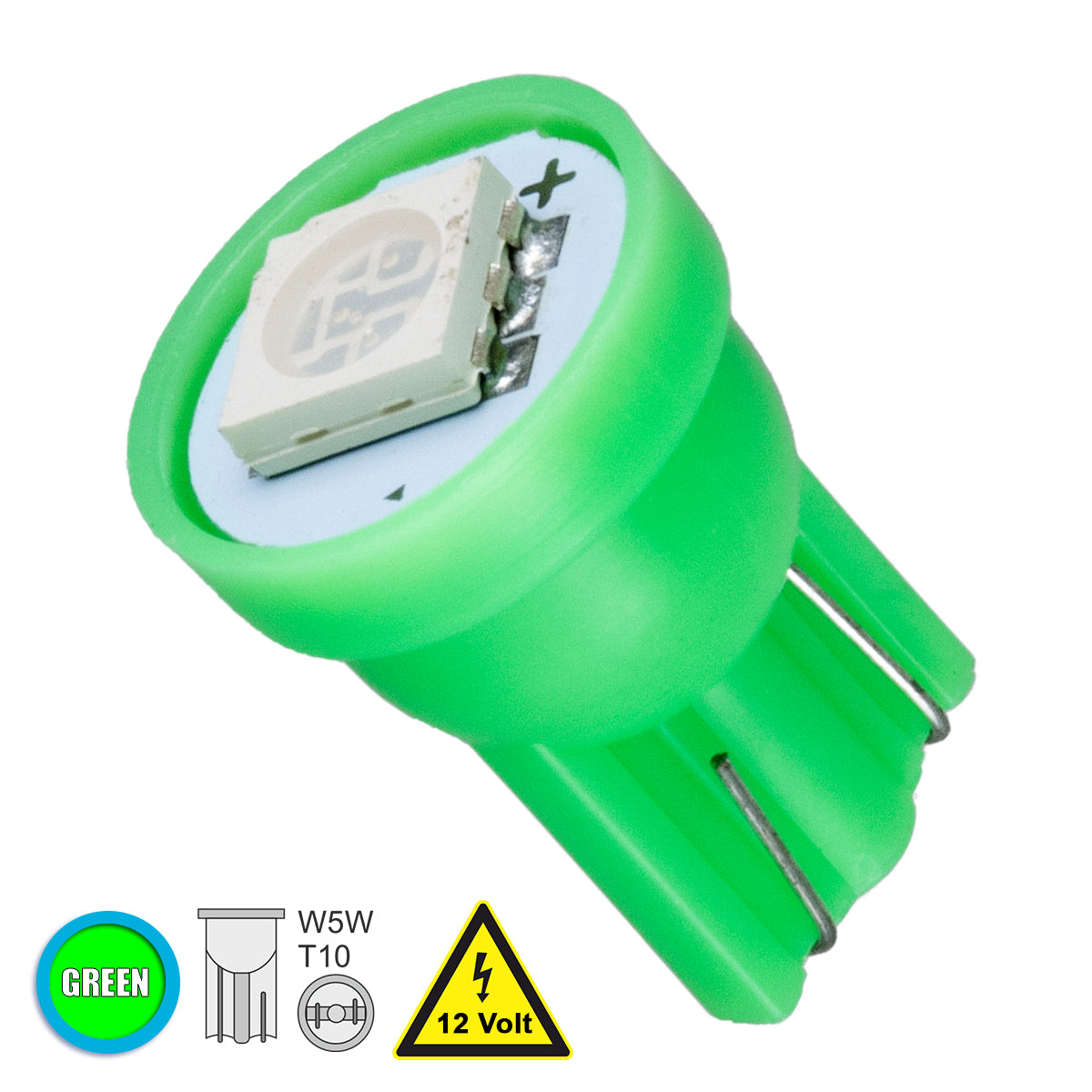 T10 W5W 81046 Λάμπα Αυτοκινήτου LED 1xSMD5050 0.28W 18lm 120° DC 12-16V IP20 Φ1.1 x Υ1.7cm Πράσινο