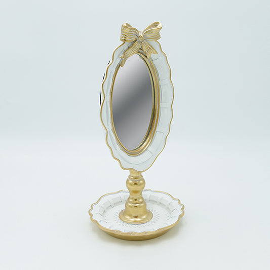 ΚΑΘΡΕΦΤΗΣ ΕΠΙΤΡΑΠΕΖΙΟΣ ΠΟΛΥΡΕΖΙΝ ΛΕΥΚΟΣ - ΧΡΥΣΟΣ 15.5x14x29.5