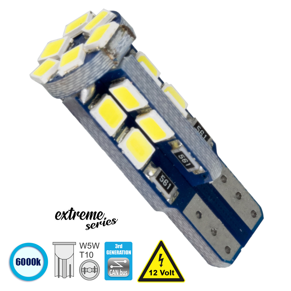 T10 W5W 81103 Λάμπα Αυτοκίνητου 3rd Generation Can-Bus Extreme Series LED 22 SMD 2835 4W 600lm 360° DC 12V IP20 Ψυχρό Λευκό 6000K