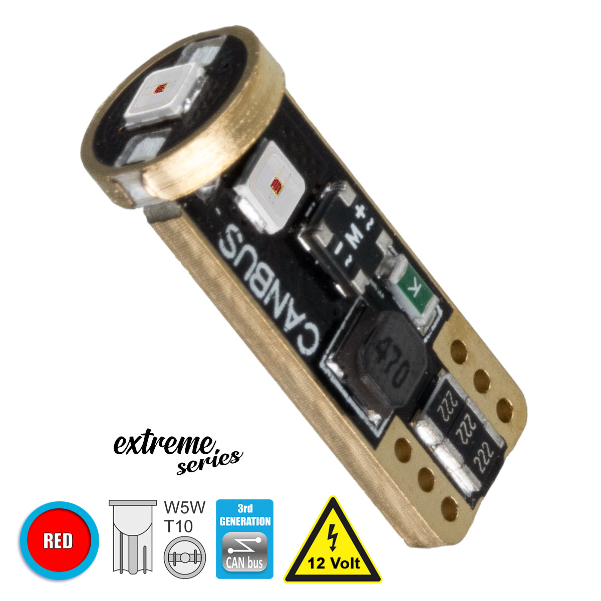 T10 W5W 81116 Λάμπα Αυτοκίνητου 3rd Generation Can-Bus Extreme Series LED 3 SMD 3030 3W 360lm 360° DC 12V IP20 Κόκκινο