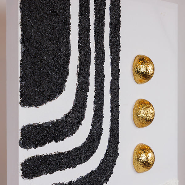 ΠΙΝΑΚΑΣ ΚΑΜΒΑΣ ΑΝΑΓΛΥΦΟ ΣΧΕΔΙΟ ΛΕΥΚΟΣ - ΜΑΥΡΟΣ - ΧΡΥΣΟΣ 60x7x80