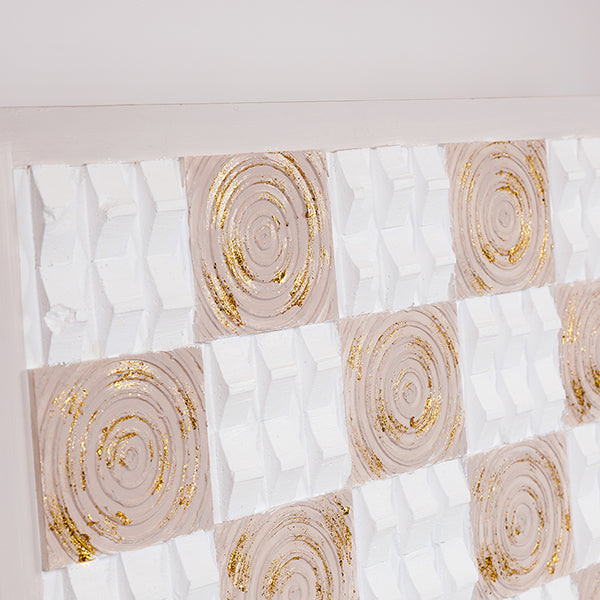 ΠΙΝΑΚΑΣ ΚΑΜΒΑΣ ΚΥΚΛΟΙ ΚΑΙ ΤΕΤΡΑΓΩΝΑ ΜΠΕΖ - ΛΕΥΚΟΣ 62x4.5x122