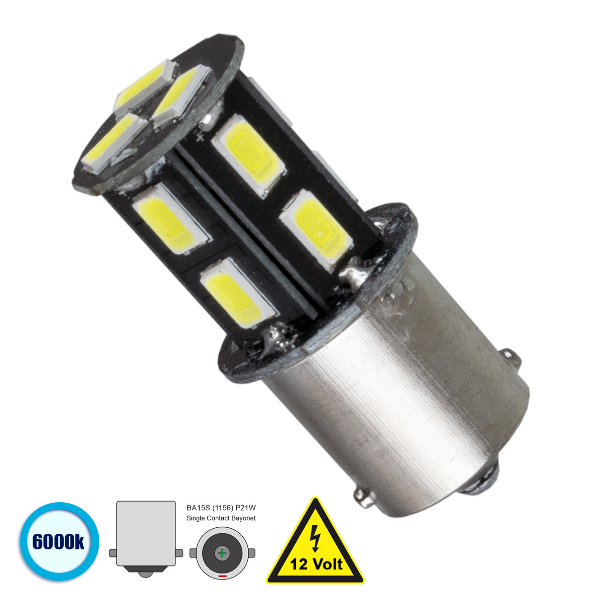 P21W 1156 81206 Λάμπα Αυτοκίνητου BA15S LED 13 SMD 5630 3W 450lm 360° DC 12V IP20 Ψυχρό Λευκό 6000K