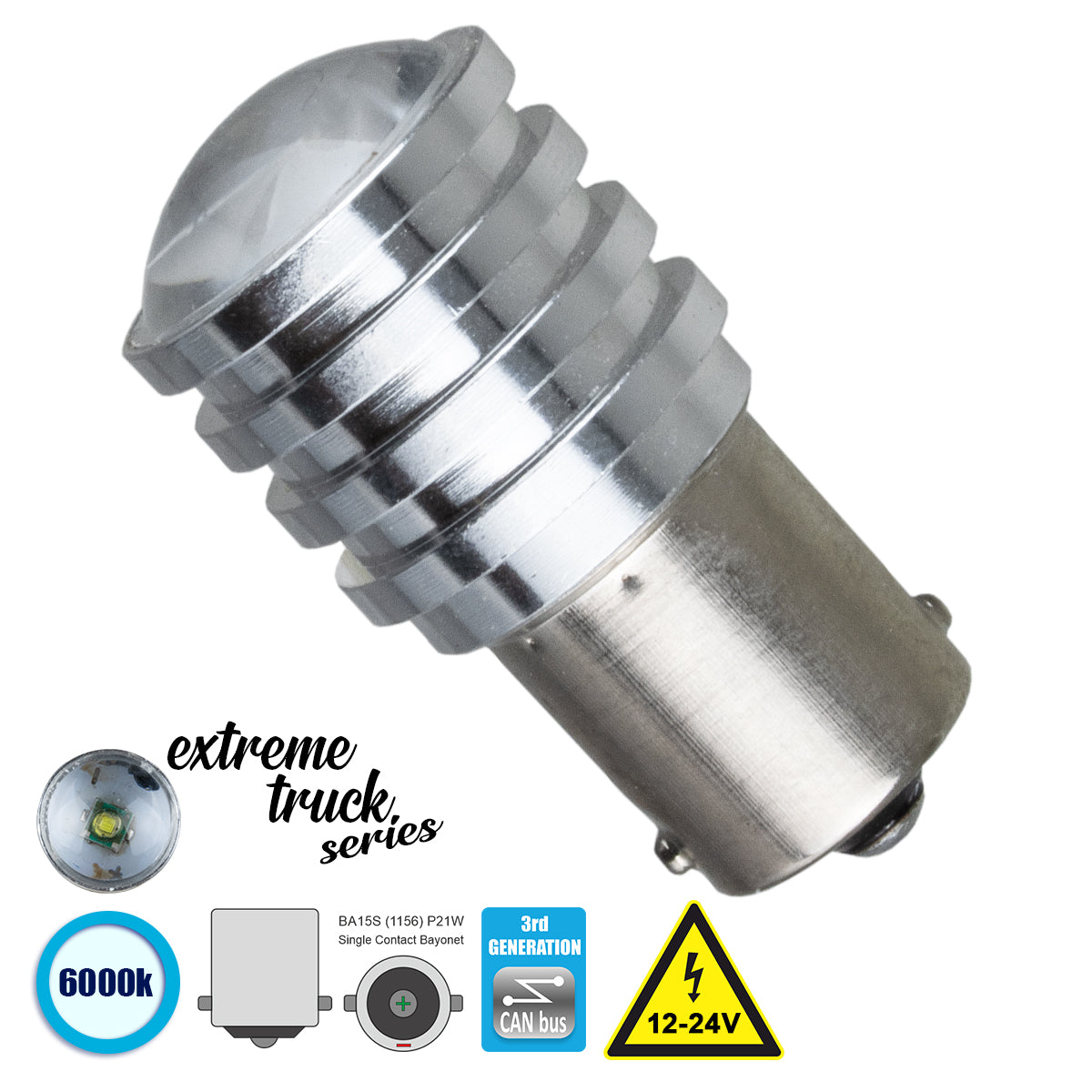 P21W 1156 81214 Λάμπα Αυτοκίνητου BA15S LED 1 CREE LED 7W 987lm 60° DC 12V IP20 Ψυχρό Λευκό 6000K