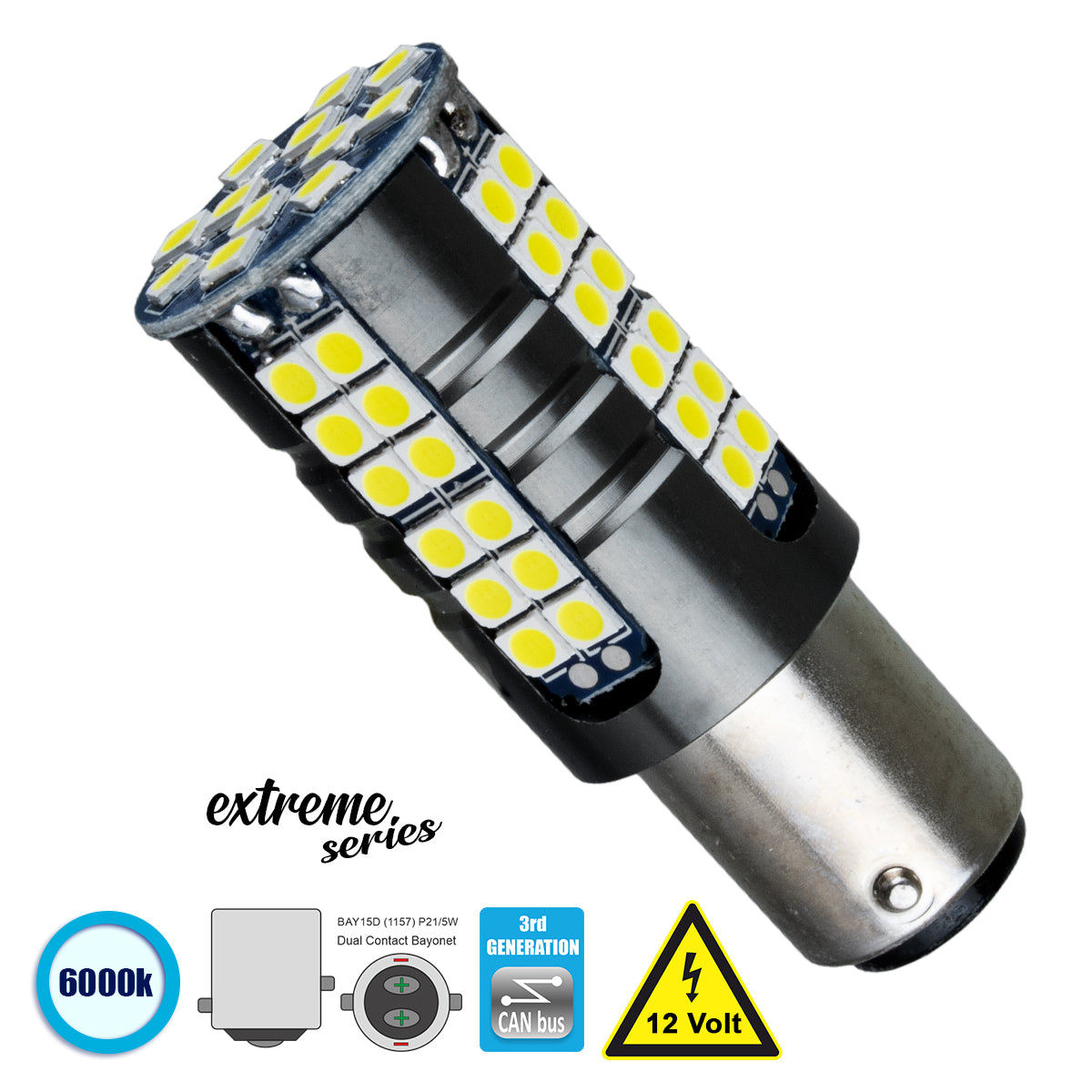 81254 Λάμπα Αυτοκίνητου 1157 - BAY15D - P21/5W 3rd Generation Can-Bus Extreme Series LED 66 SMD 3030 15W 2250lm 360° DC 12V IP20 Ψυχρό Λευκό 6000K