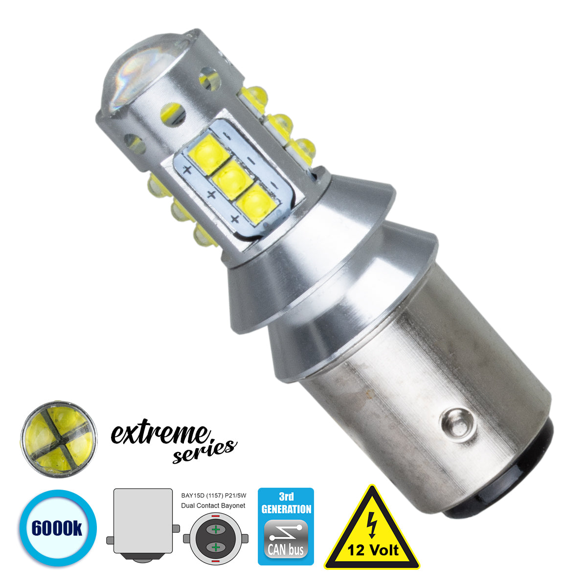 81258 Λάμπα Αυτοκίνητου 1157 - BAY15D - P21/5W 3rd Generation Can-Bus Extreme Series LED 16 CREE XBD 15W 2115lm 360° DC 12V IP20 Ψυχρό Λευκό 6000K