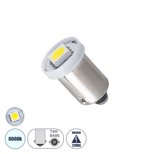 T4W BA9S BA9S T4W 81282 Λάμπα Αυτοκίνητου 5050 1SMD HIGH BRIGHT 0.12W 12LM DC12V IP20 Ψυχρό Λευκό 6000K