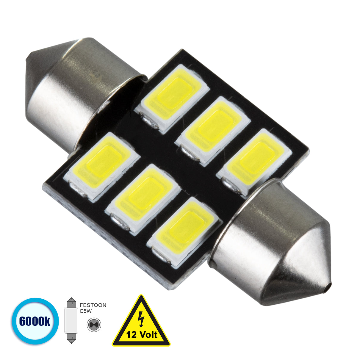 C5W 81305 Λάμπα Αυτοκίνητου 31mm FESTOON - LED 6 SMD 5630 3W 450lm 120° DC 12V IP20 Ψυχρό Λευκό 6000K