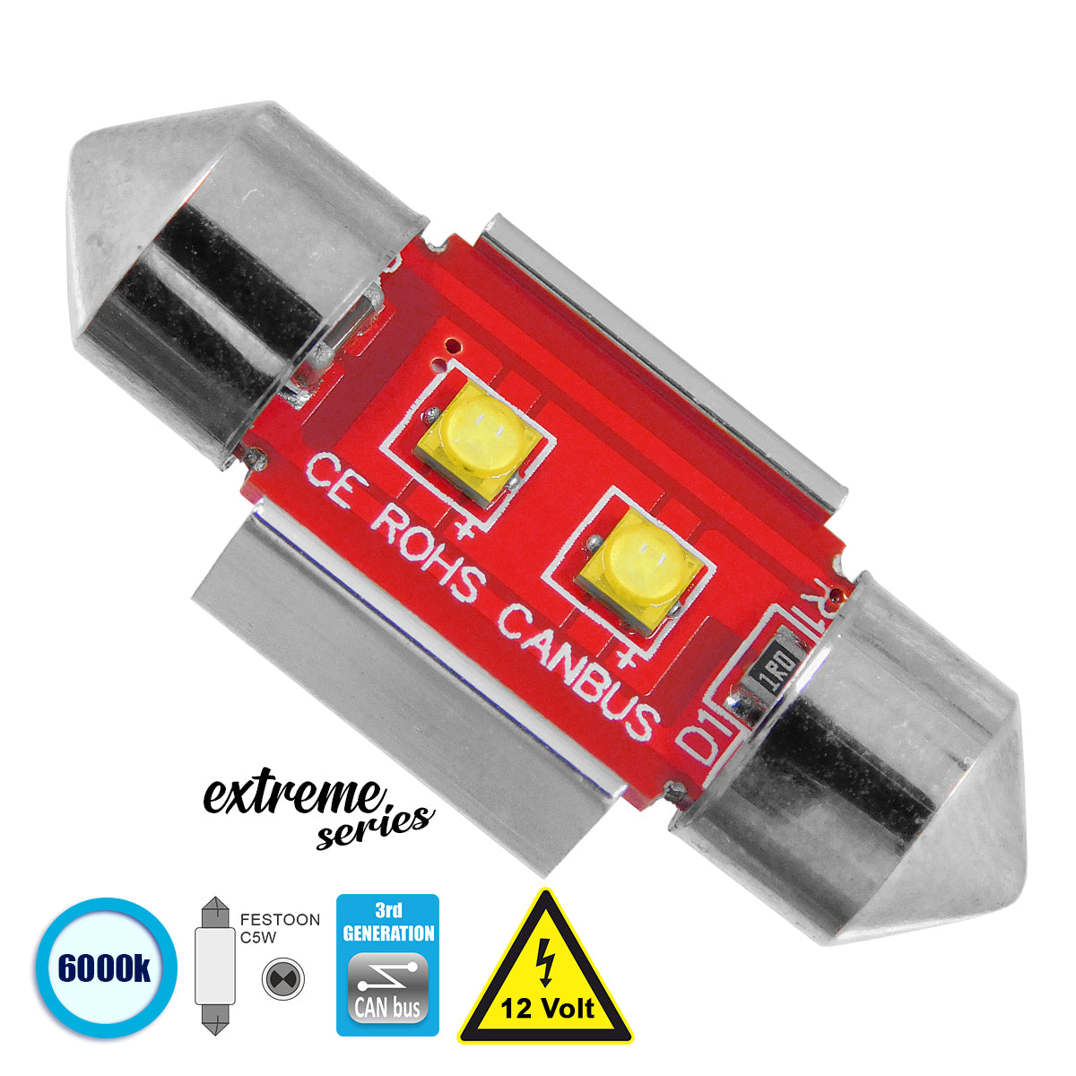 C5W 81324 Λάμπα Αυτοκίνητου 31mm FESTOON 3rd Generation Can-Bus Extreme Series LED 2 CREE XBD 5W 705lm 120° DC 12V IP20 Ψυχρό Λευκό 6000K