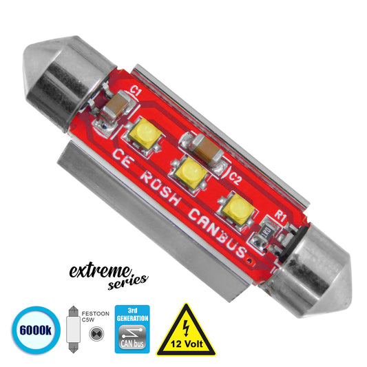 C5W 81327 Λάμπα Αυτοκίνητου 42mm FESTOON 3rd Generation Can-Bus Extreme Series LED 3 CREE XBD 7.5W 1058lm 120° DC 12V IP20 Ψυχρό Λευκό 6000K