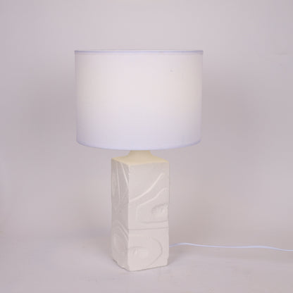 ΕΠΙΤΡΑΠΕΖΙΟ ΦΩΤΙΣΤΙΚΟ ΜΕ ΥΦΑΣΜΑΤΙΝΟ ΚΑΠΕΛΟ ΚΕΡΑΜΙΚΟ ΛΕΥΚΟ 28x46εκ