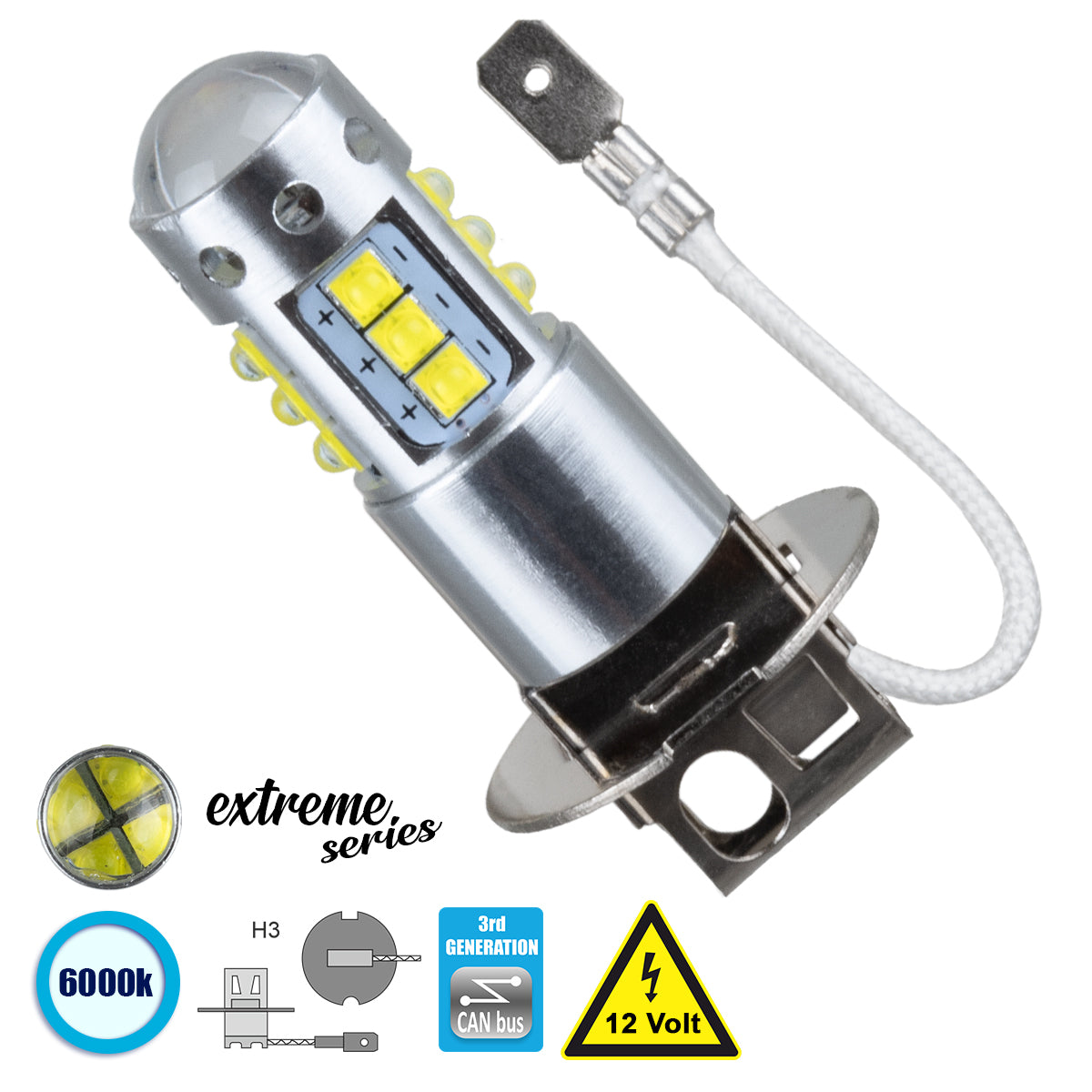 81434 Λάμπα Αυτοκίνητου H3 3rd Generation Can-Bus Extreme Series LED 16 CREE XBD 15W 2115lm 360° DC 12V IP20 Ψυχρό Λευκό 6000K