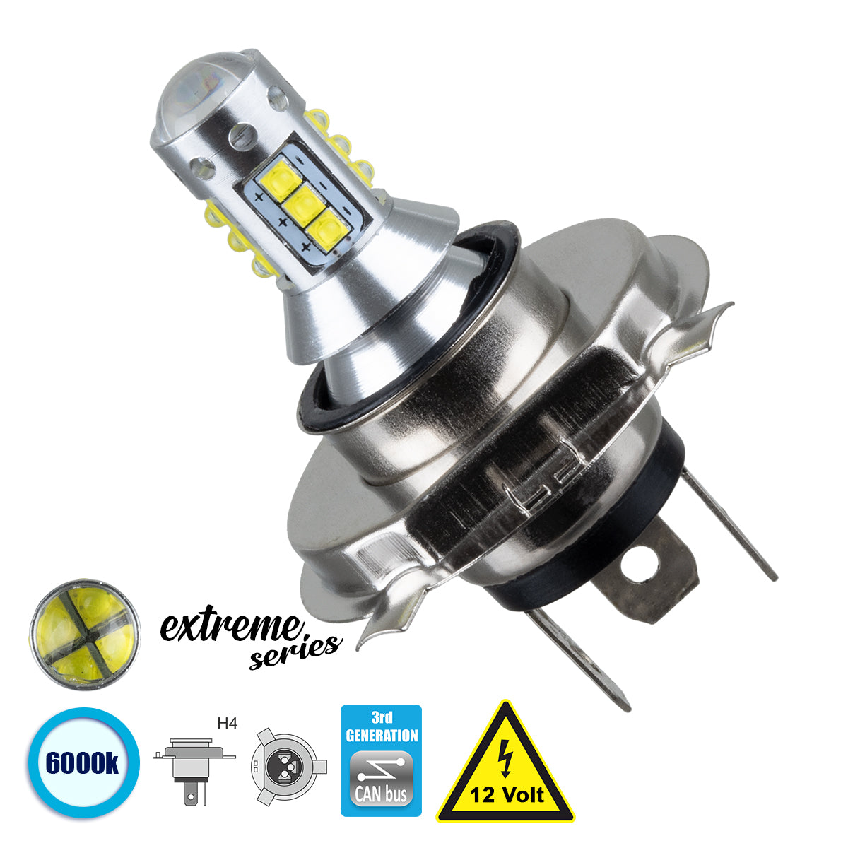 81435 Λάμπα Αυτοκίνητου H4 3rd Generation Can-Bus Extreme Series LED 16 CREE XBD 15W 2115lm 360° DC 12V IP20 Ψυχρό Λευκό 6000K