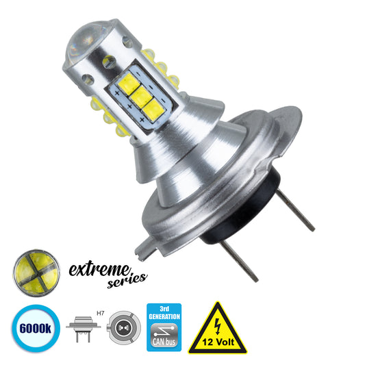 H7 81436 Λάμπα H7 CANbus LED 15W 1850lm 360° DC 12V IP20 Ψυχρό Λευκό 6000K - 16 x CREE XBD Chip - Μ3.4 x Π3.4 x Υ5.7