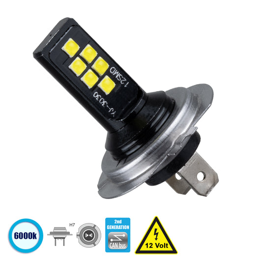 81447 Λάμπα Αυτοκίνητου H7 2nd Generation Can-Bus Series LED 12 SMD 3030 8W 1200lm 360° DC 12V IP20 Ψυχρό Λευκό 6000K