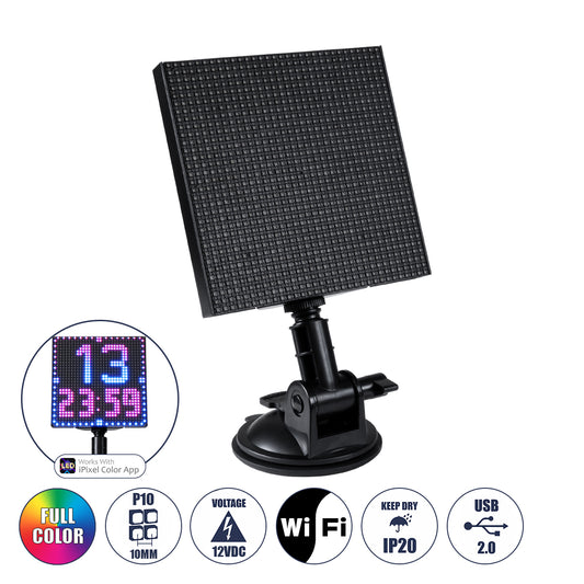 81501 LED Scrolling Display 32x32 Pixel - Κυλιόμενη Ψηφιακή Πινακίδα / Επιγραφή Μονής Όψης P10 LED SMD DC 12V USB - Λειτουργία μέσω Wi-Fi με Εφαρμογή APP - IP20 - Μ13.2 x Π4 x Υ25cm - Πολύχρωμο RGBW