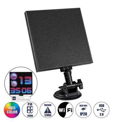 81502 LED Scrolling Display 64x64 Pixel - Κυλιόμενη Ψηφιακή Πινακίδα / Επιγραφή Μονής Όψης P10 LED SMD DC 12V USB - Λειτουργία μέσω Wi-Fi με Εφαρμογή APP - IP20 - Μ17.5 x Π4 x Υ30.5cm - Πολύχρωμο RGBW