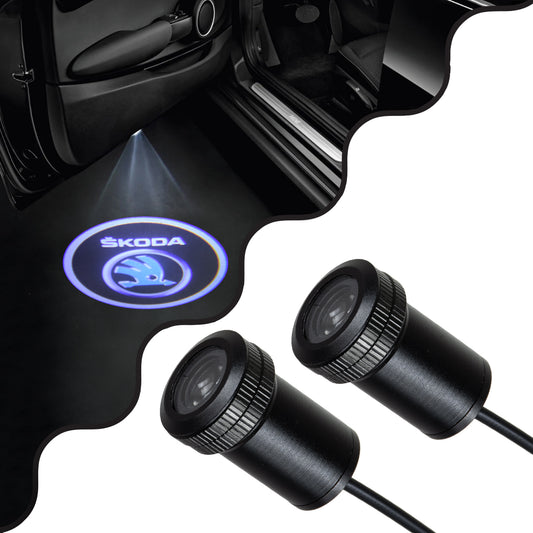 GHOSTLOGO 81624 Projector Προβολής Μάρκας Αυτοκινήτου "SKODA" LED 2.5W/5W 100lm/200lm 45° DC 12V Αδιάβροχο IP65 Ψυχρό Λευκό 6000K - CREE XHP35 Chip - Μ2.2 x Π3.4 x Υ2.2 / Q1.9