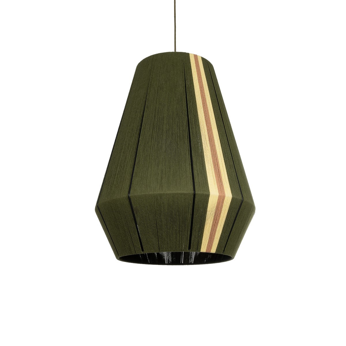 SALERNO 02335 Boho Κρεμαστό Φωτιστικό Πλέγμα Μονόφωτο 1 x E27 IP20 Πράσινο, Μπεζ & Καφέ Νήμα - Μ50 x Π50 x Υ60cm