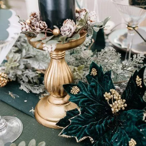 Κηροπήγιο Μπαρόκ Ματ Χρυσό 11x11x17